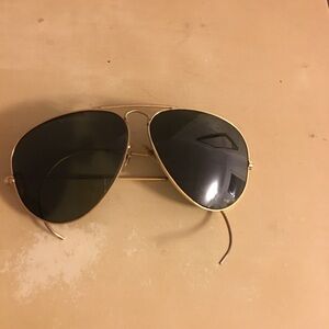 Ray Ban B& L vintage 70s aviator sunglasses wrap around gold